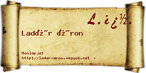 Ladár Áron névjegykártya